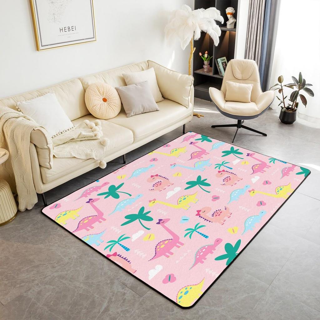 Erosebridal Nursery Jungle Animal Kids Area Rug 4'11" x 3'3" | Safari Elephant Giraffe Carpet for Boys Girls Cartoon Koala Lion Indoor Floor