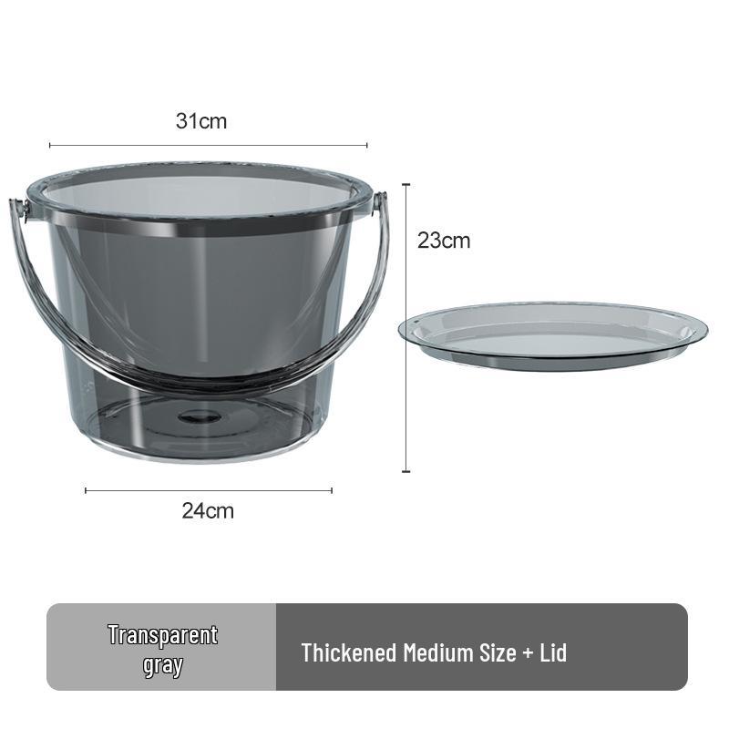 Förtjockad Transparent Plasttunna med Lock: Hushållsvattenförvaring, Tvätt- och Studentrums-användning