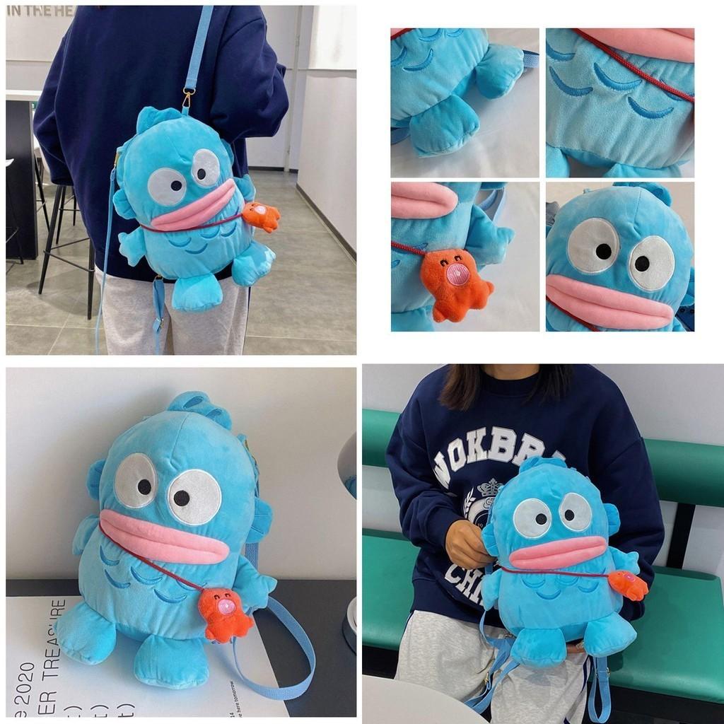 Sweet And Adorable Blue Cartoon Japanese Mermaid Monster Plush Doll Backpack