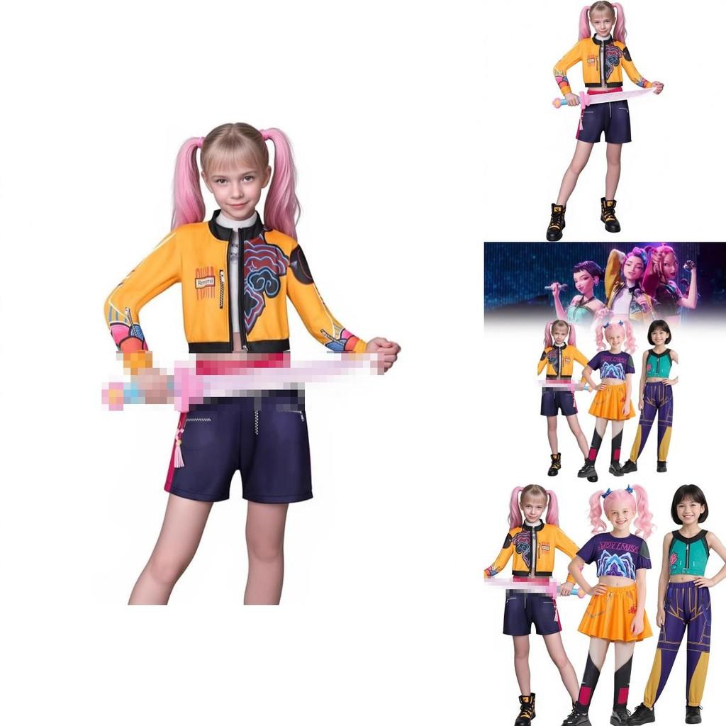 Kpop Demon Hunters Rumi Mira Zoey Cosplay Dress For Kids Halloween Party Costumes