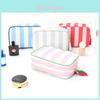Modern Simple Travel Makeup Bag With Striped Tassels For Portable Cosmetic Storage