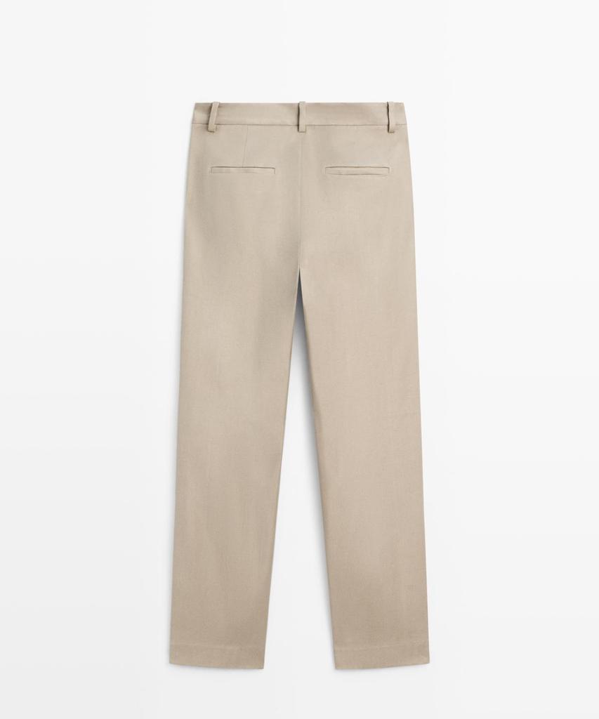 Masimodutti Straight Fit Linen Blend Pants