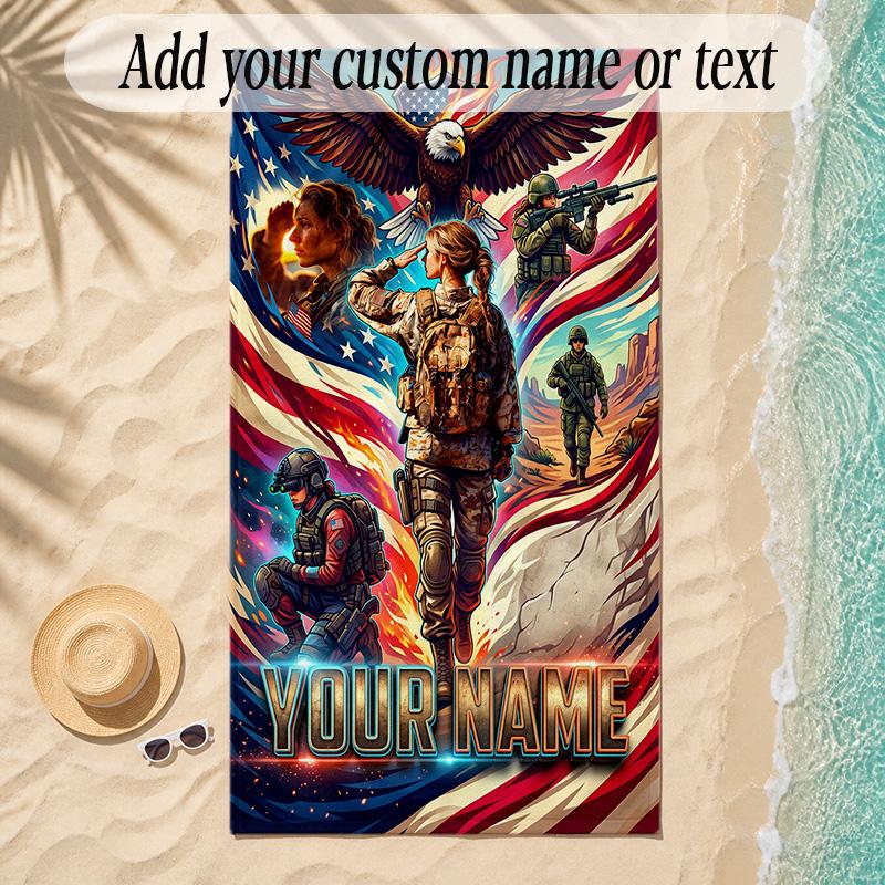 Birds Theme Soft Beach Towel Personalized Custom Name Text Towel Portable for Beach Pool Travel