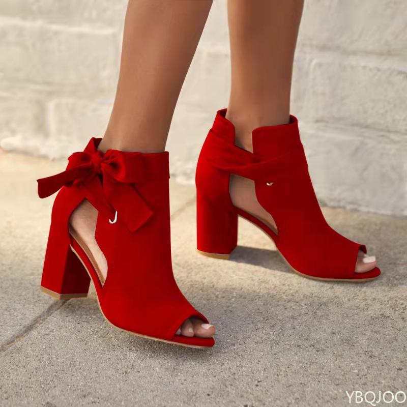 New Oversized Sandals Ladies Summer Fashion Fish Mouth Shoes Lace Up Temperament High Heels Butterfly Dew Toe Women's Sandals