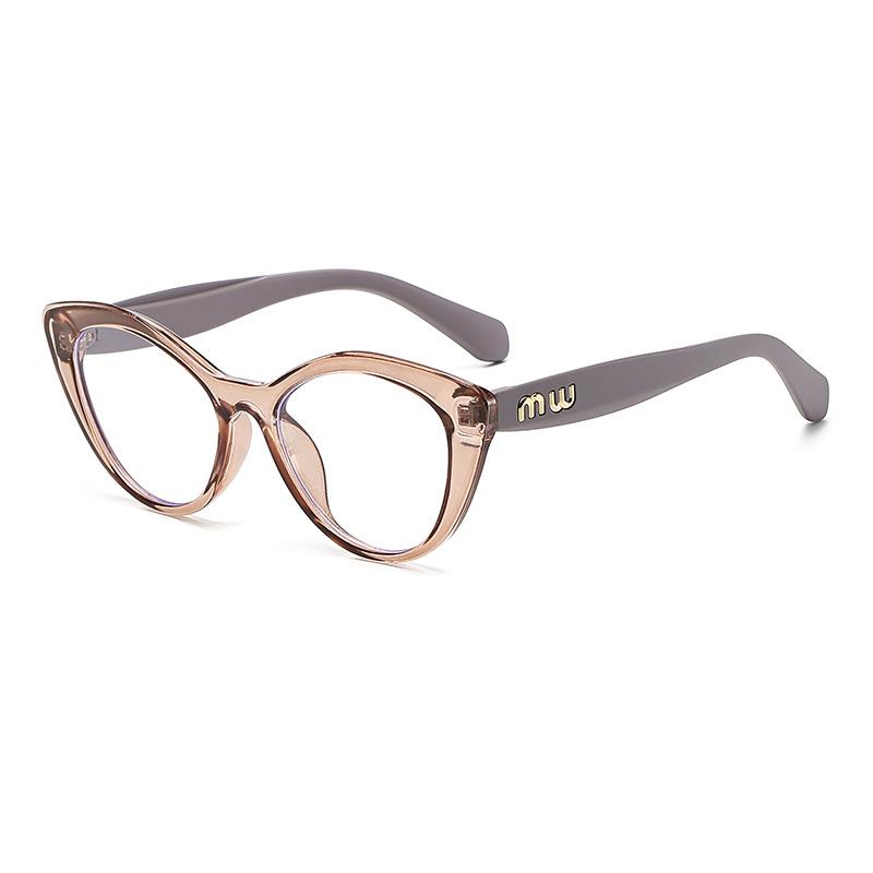14532 Trendy Cat Eye Classic Glasses Frame 2024 New Fashion Anti-Blue Flat Glasses Unisex