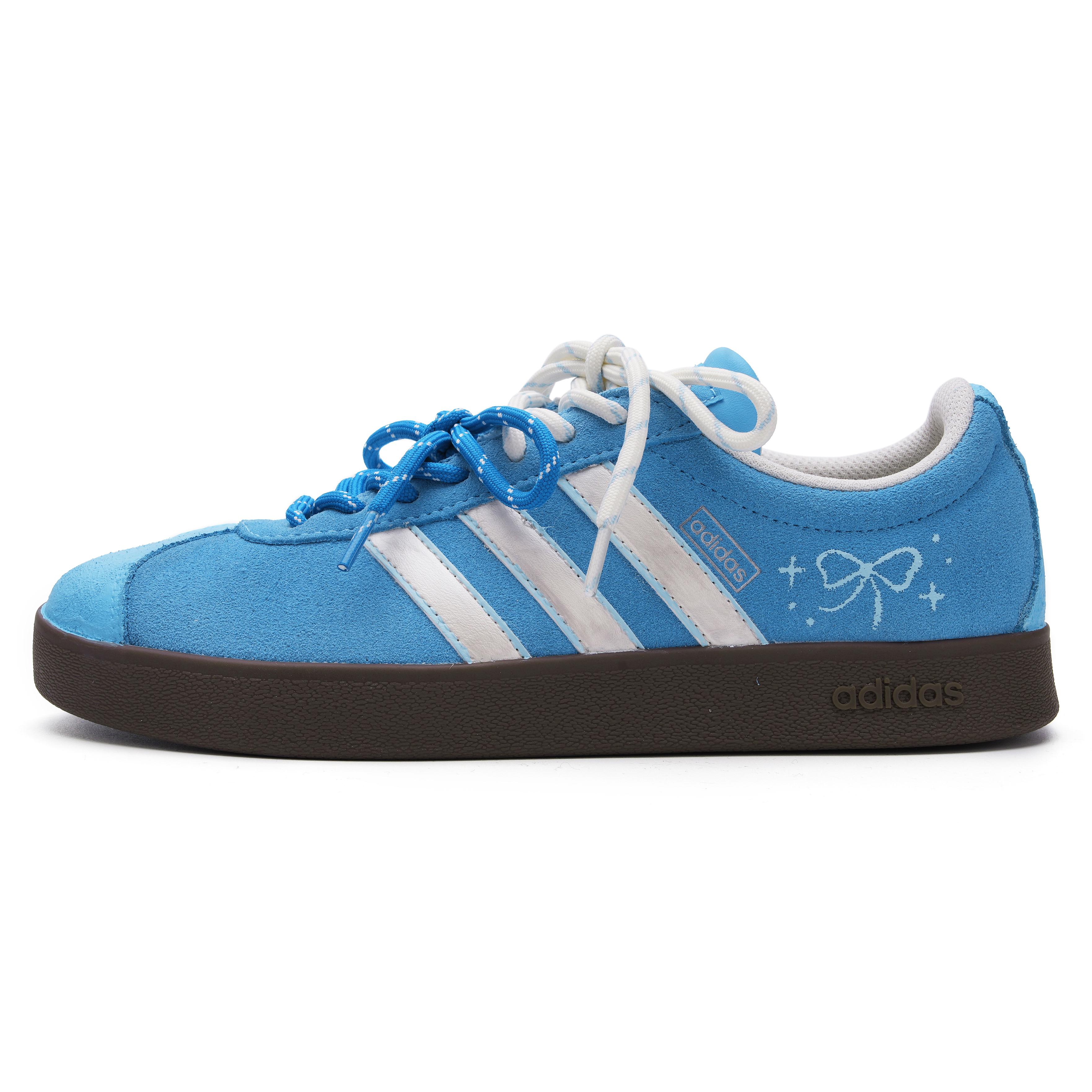 Adidas VL COURT 2.0 Slip Resistant Low top Skateboard Shoes Unisex Blue JS4594(Team277-2) 35⅔