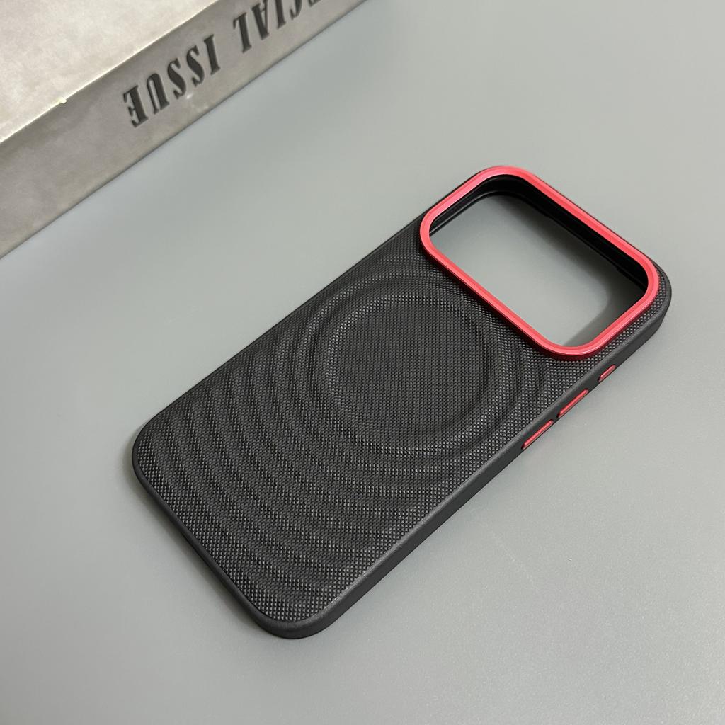 For iPhone Air iPhone 17 Pro Max Case For MagSafe Magnetic Ripple PU Leather Silicone Phone Cover Non-Slip Shockproof Bumper