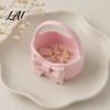 Easy To Carry Makeup Box 3D Printed Bow Storage Basket Portable Rounded Design Lipstick Sundries Holder for Entryway Desktop Vanity Tabletop,