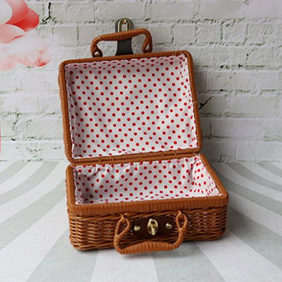 Vintage Rattan Woven Cosmetic & Souvenir Storage Basket Handbag