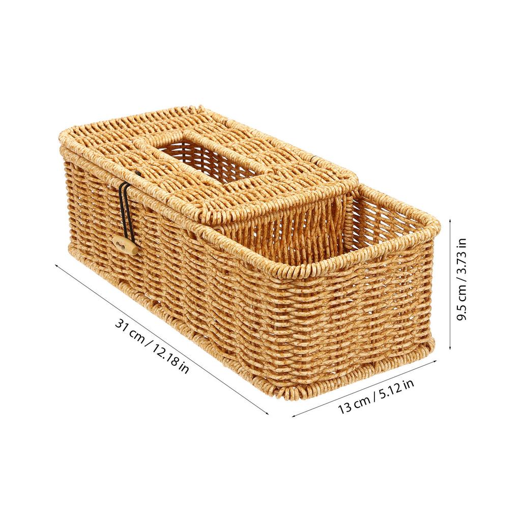 Multifunctional Tissue Box Woven Design Desktop Organizer For Home Bathroom Office Napkin Holder Storage Container