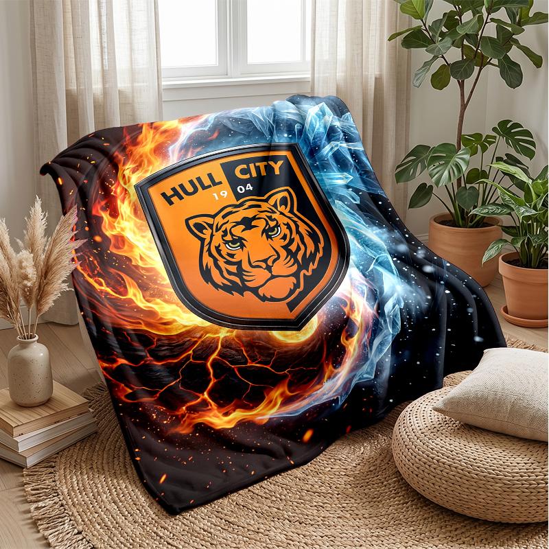 Hull City Football Print Flannel Blanket, Soft Warm Lightweight Throw Blanket for Sofa Bed Camping