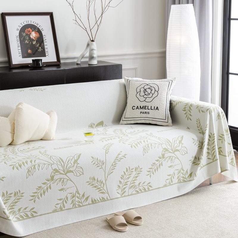 Summer Ice Silk Sofa Cushion Light Luxury High-Grade French Cream Style Summer Cool Feeling Sofa Cover Cloth Cover Cover Full Cover Towel