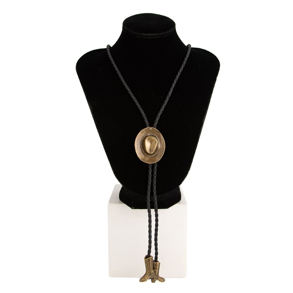 Boot Pendant Cowboy Cap Pendant Necklace Long PU Leather Necklace Ethnic Style Necklace Decoration