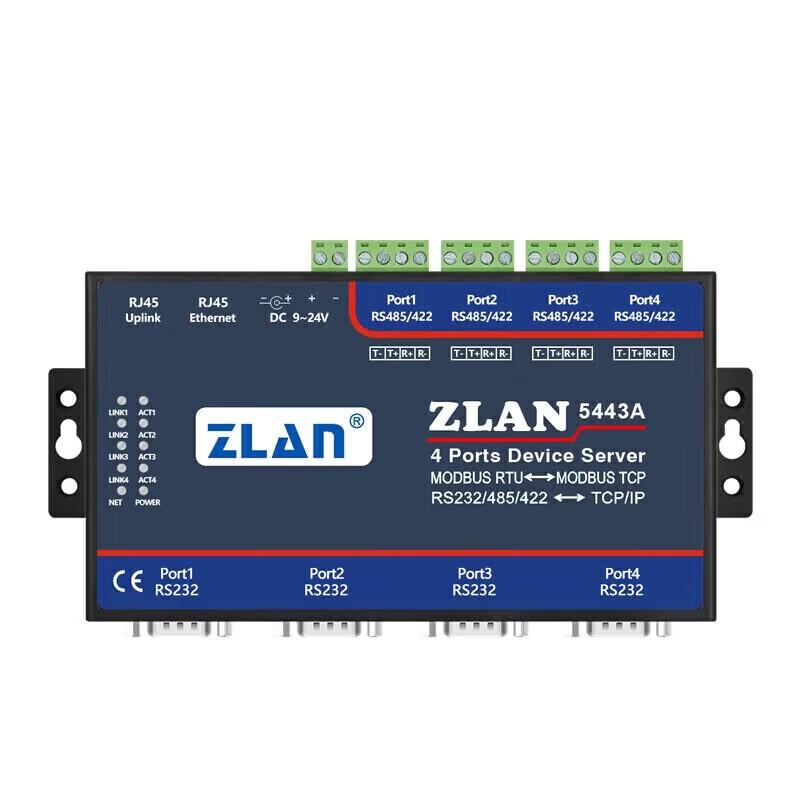 ZLAN Industrial 4-Port Serial To Ethernet Modbus Gateway