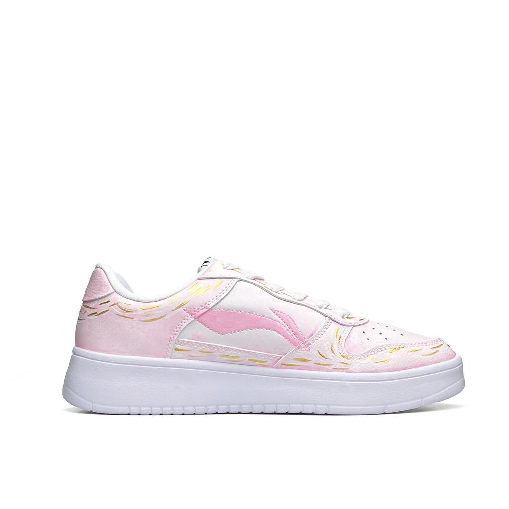Li Ning Floating Boat Thermal Lightweight Breathable Slip Resistant Low top Skateboard Shoes Unisex White Pink AGCS419-1(Team920-BOX)