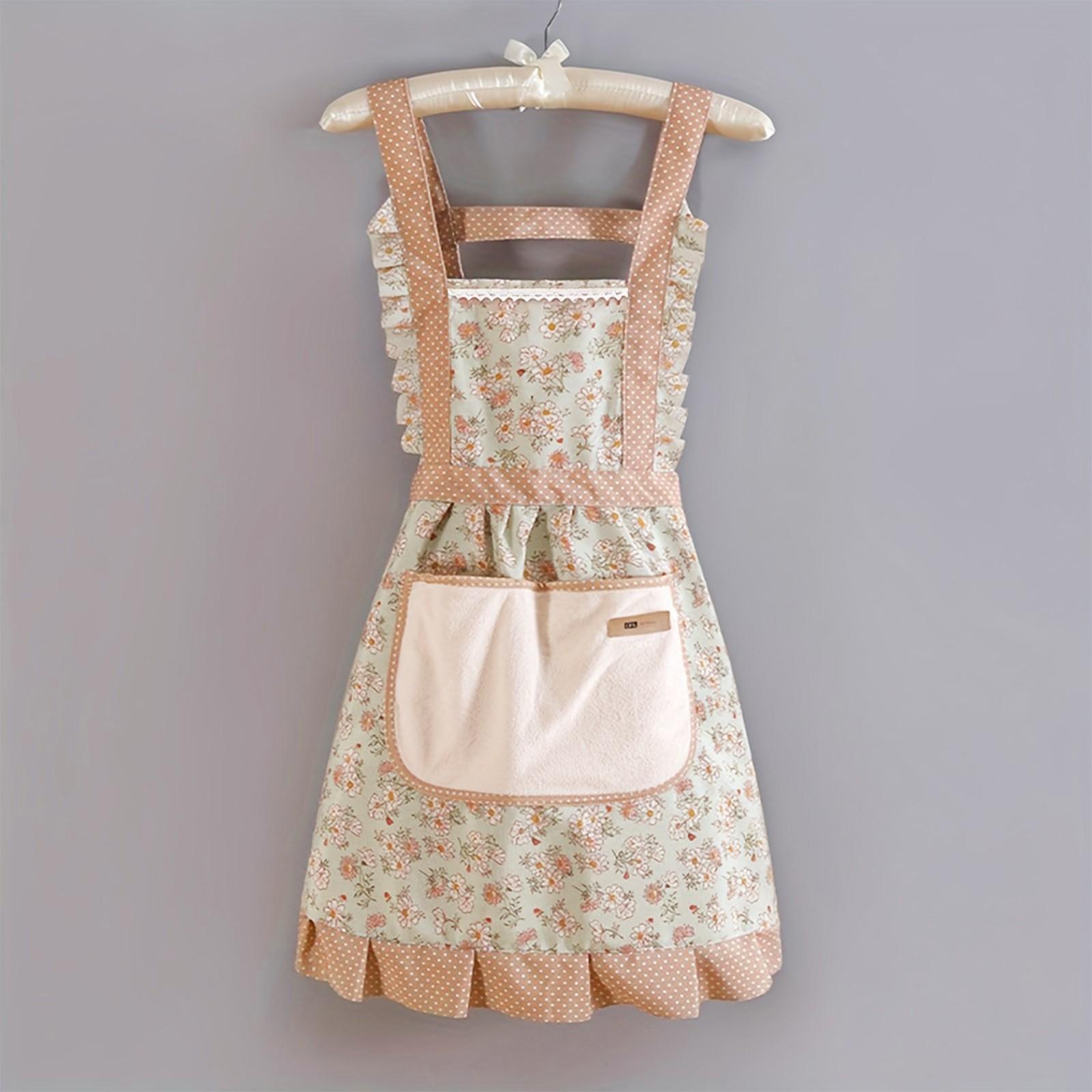 

Кухонные фартуки женские цветочные фартуки принцессы Холст Кухонные фартуки Кухонный нагрудник для ресторана Садоводство Кухонный фартук One Size зелёный