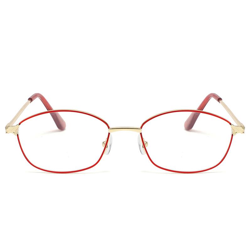 Fashionable Women's Reading Glasses, Anti Blue Light Presbyopia Glasses, Elderly Presbyopia Glasses, Metal Framed Red Glasses