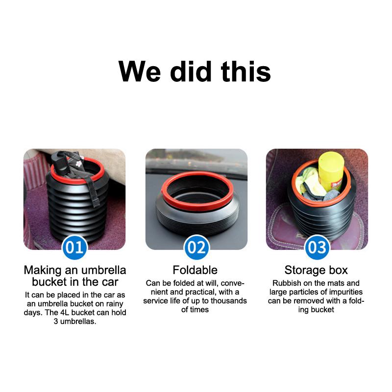 Space-saving 4L Portable Foldable Car Trash Cans with Telescopic Feature