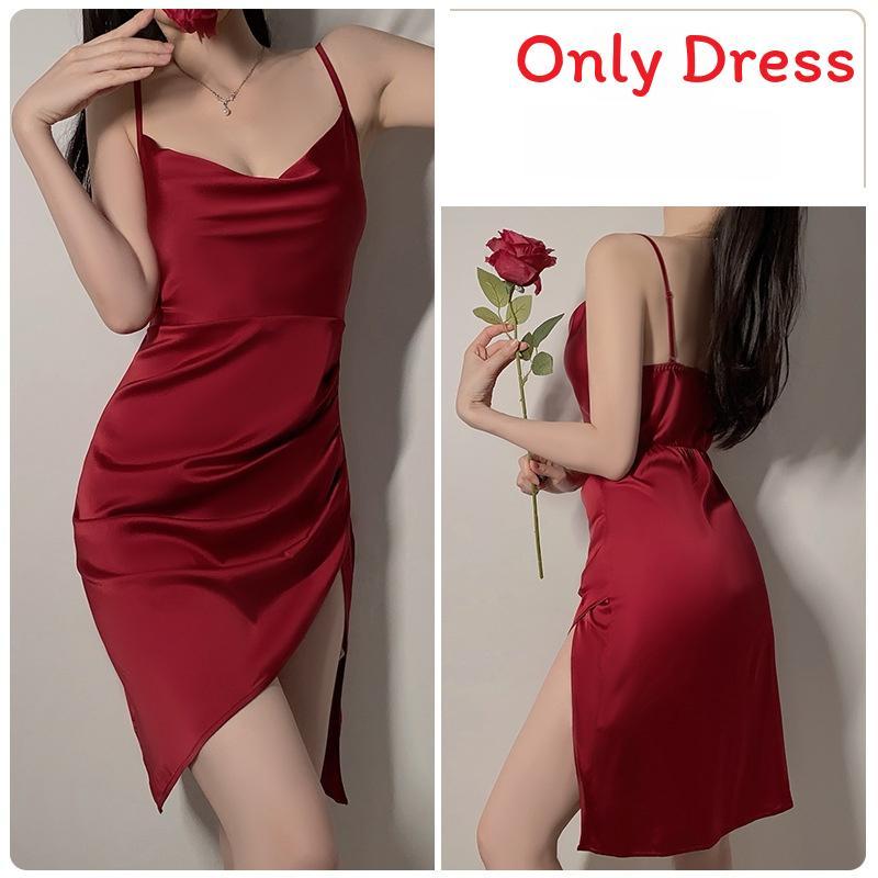 Sleek Satin Camisole Nightdress With Elastic Waist For Youth Womens Lounge