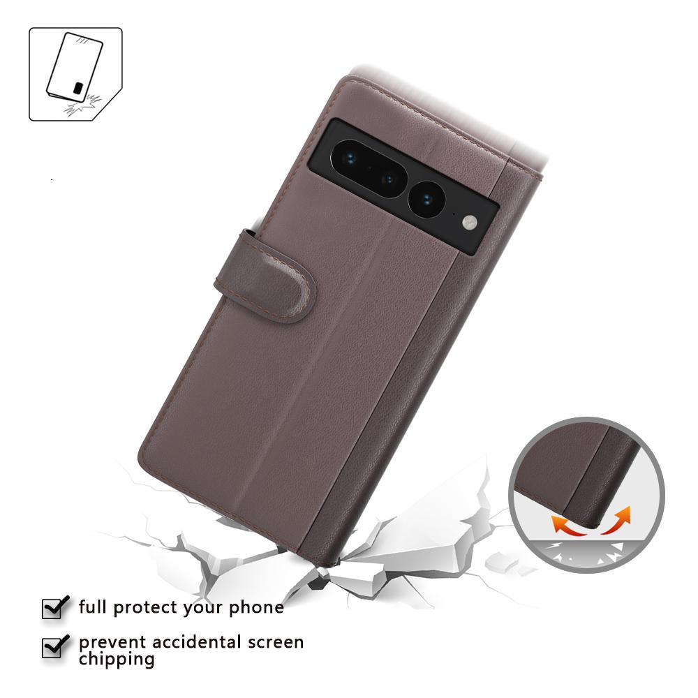 For Google Pixel 7 Pro 5G Phone Cases Genuine Split Leather Wallet Mobile Cover Stand