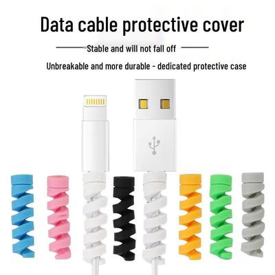 Silicone Spiral Cable Protector & Organizer - Universal Anti-Crack Cover for Mobile Charging Cables
