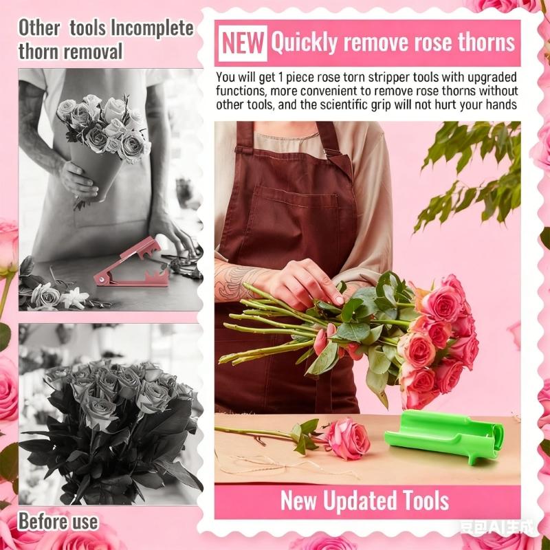 2 Piece Ergonomic Rose Stem Stripper Set Heavy Duty Plastic Thorn And Leaf Removal For Floral Arrangements And Gardening