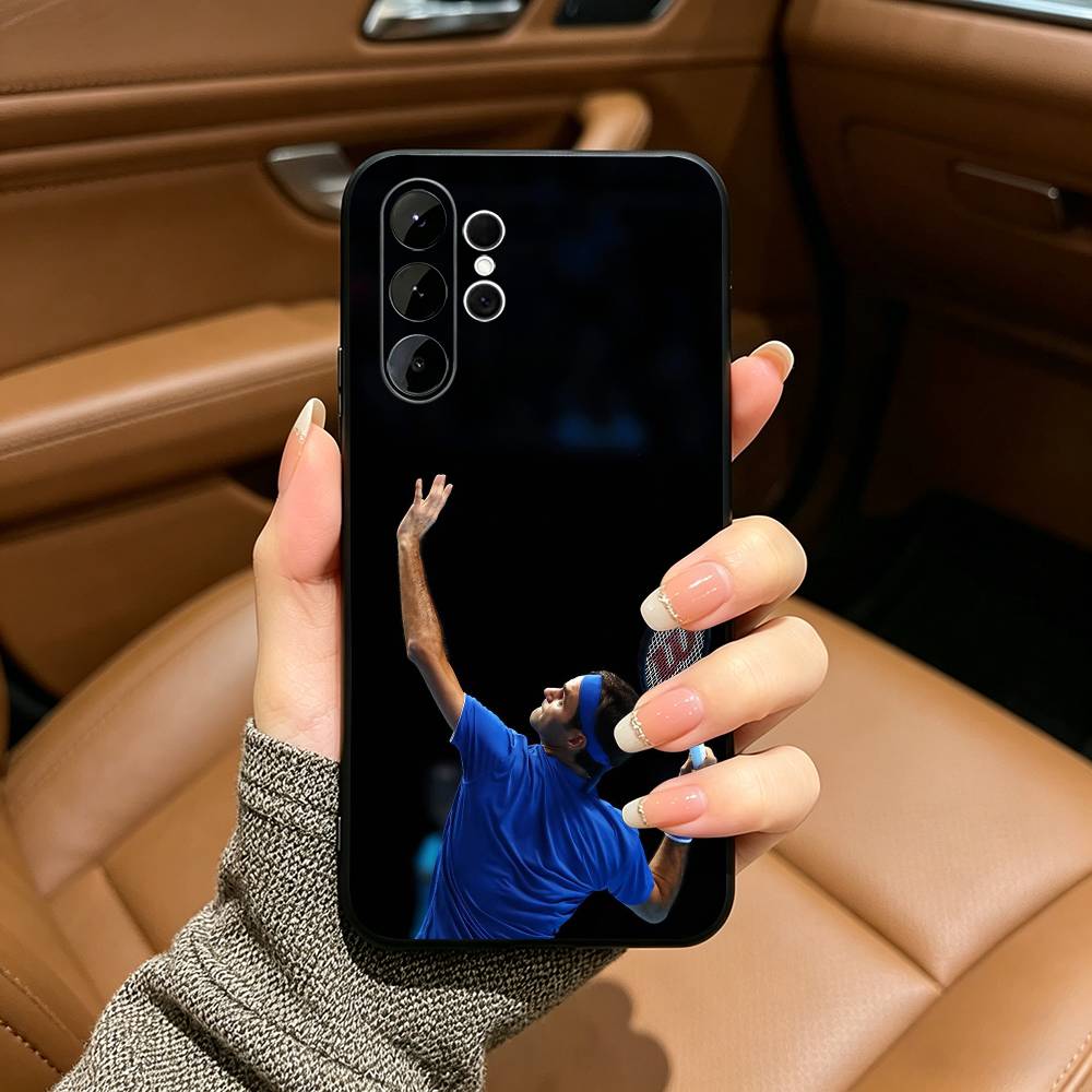 Roger Federer Tennis Legend Black Soft Silicone Phone Case for Samsung Ultra S25, S24, S21, S22, S23, S30, Plus, FE, Lite