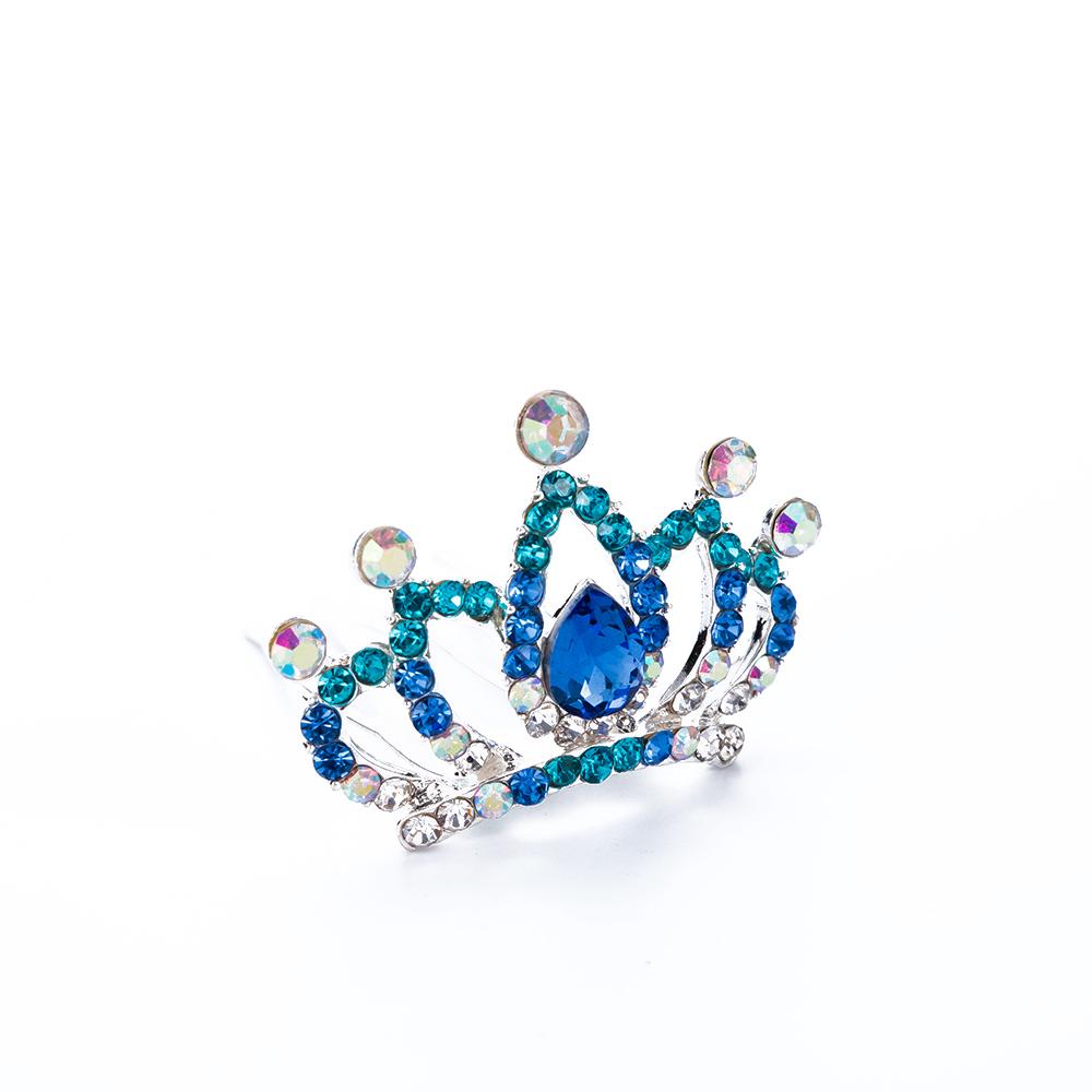 

Fashion Women Cute Hairclip Princess Hairpin for Girls Kids Gift Hair Jewelry Tiara Crown Hair Comb Crystal Rhinestone Flower синий
