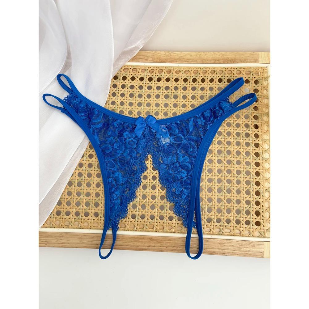 Custom Name Crystal Letter Briefs Sexy Lace Crotchless Knickers Hollow Waist Panties Open Gear Underpants Girlfriend Wife Gift