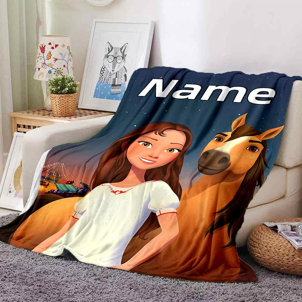 Customiz Name Personality Spirit Riding Free Blanket Soft &Warm Sofa Office Bed Travel Lunch Break Blanket, Gift Suitable All Seasons