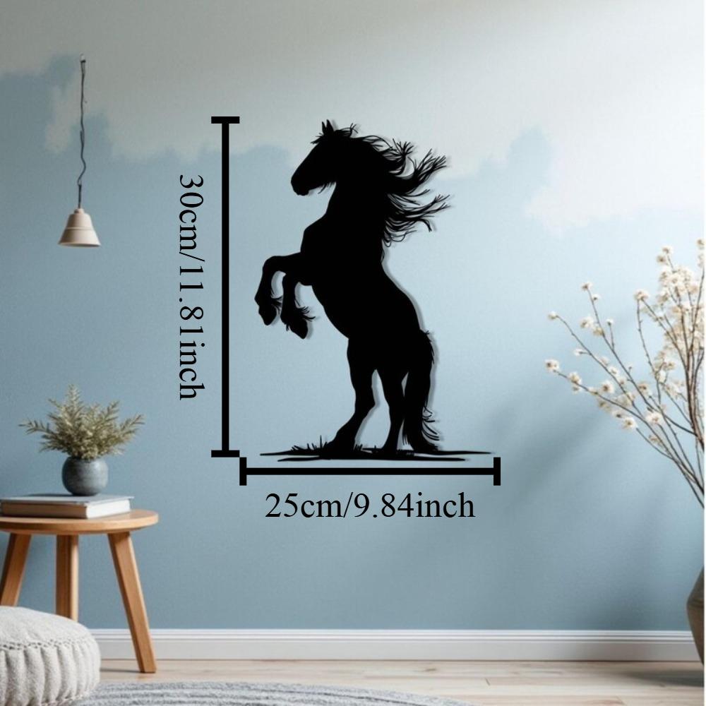 

Настенное искусство: Силуэт лошади из металла, Вставшая на дыбы, Скульптура для верховой езды, Декор для улицы 12in чёрный