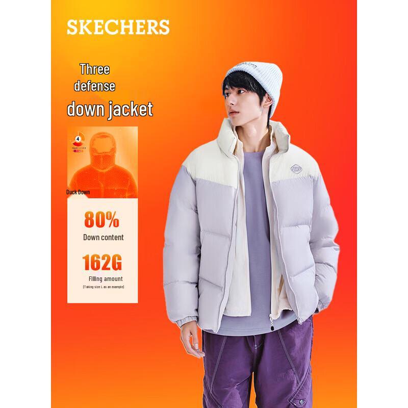 Skechers Unisex Retro Color Block Duck Down Puffer Jacket L324U104 XL