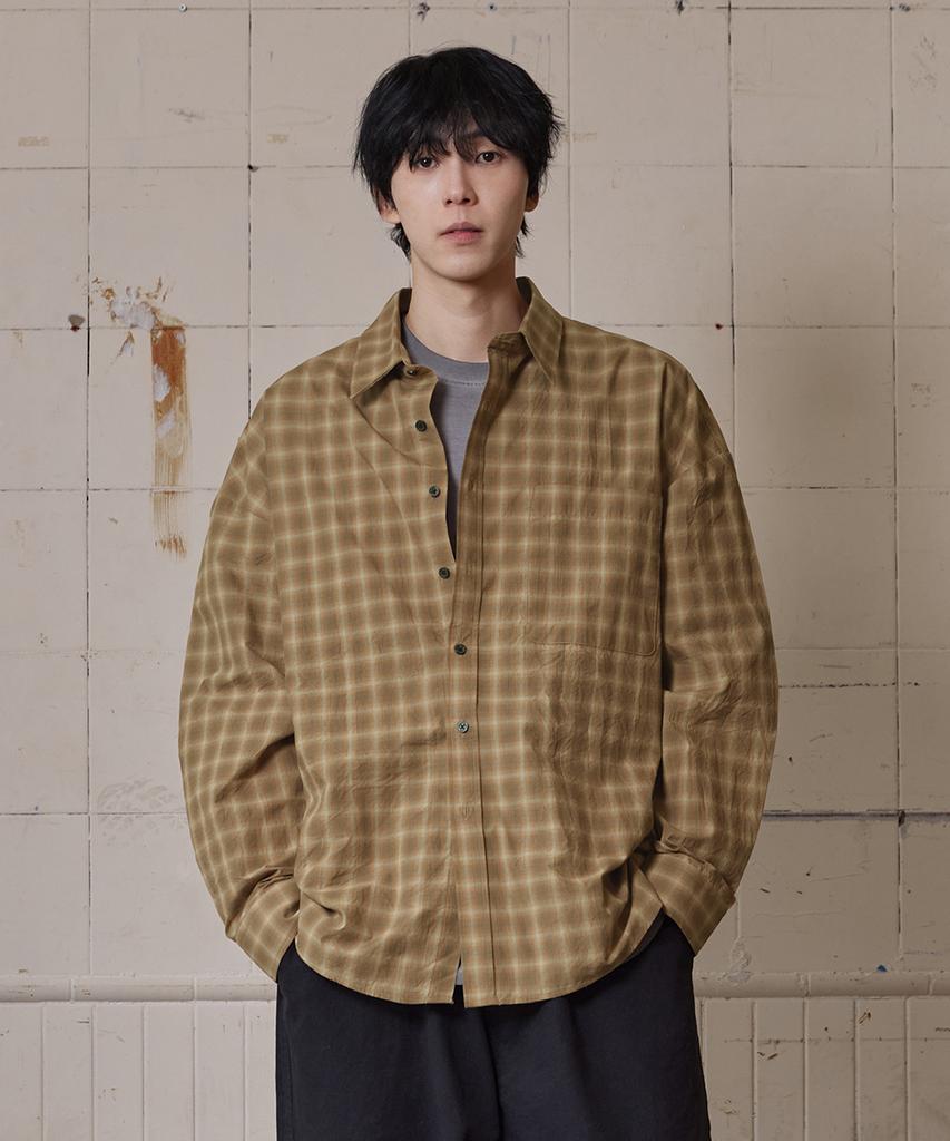 RUGGED HOUSE Smoky Tartan Check Shirt Beige