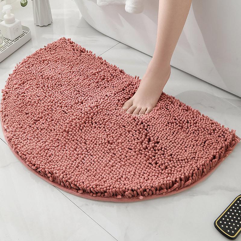 Bathroom Non-Slip Floor Mat Door Mat Absorbent Carpet Bathroom Door Mat Chenier Encrypted Semicircular Foot Mat