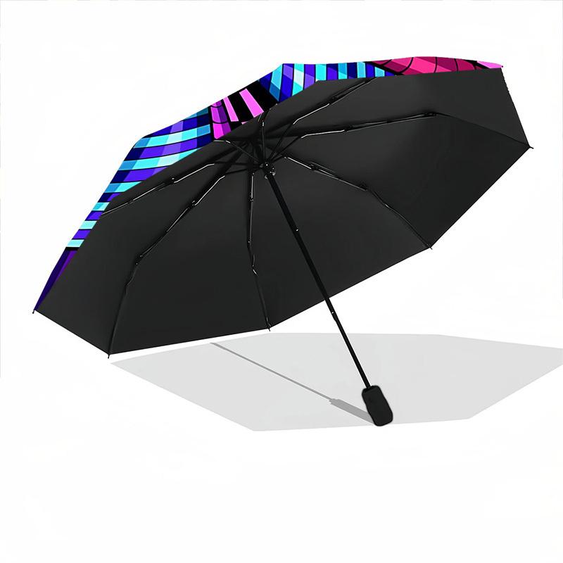 1pc Checkerboard AbstractArt Automatic Open/close Folding Umbrella, Compact Portable Travel Umbrella, Perfect Birthday/Christmas, Cute Umbre