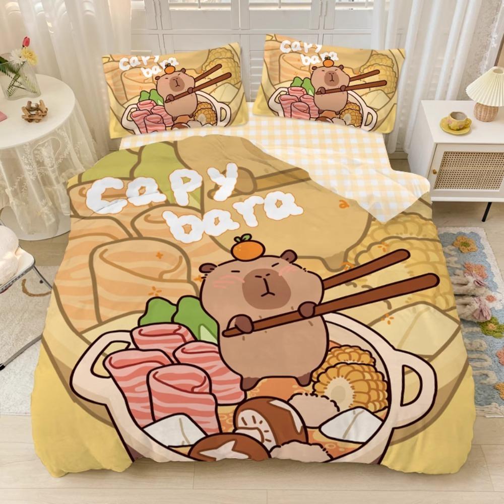 Cute Capybara Duvet Cover Pillowcase Bedding BoyGirl Bedroom Decoration Children-Gift Single Double Large SizeZip Duvet Cover