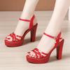 Size 32-43 Woman High Heels Sandal Ladies Summer Women Office Party Shoes Female Patent Leather Platform Heel Elegant Sandal