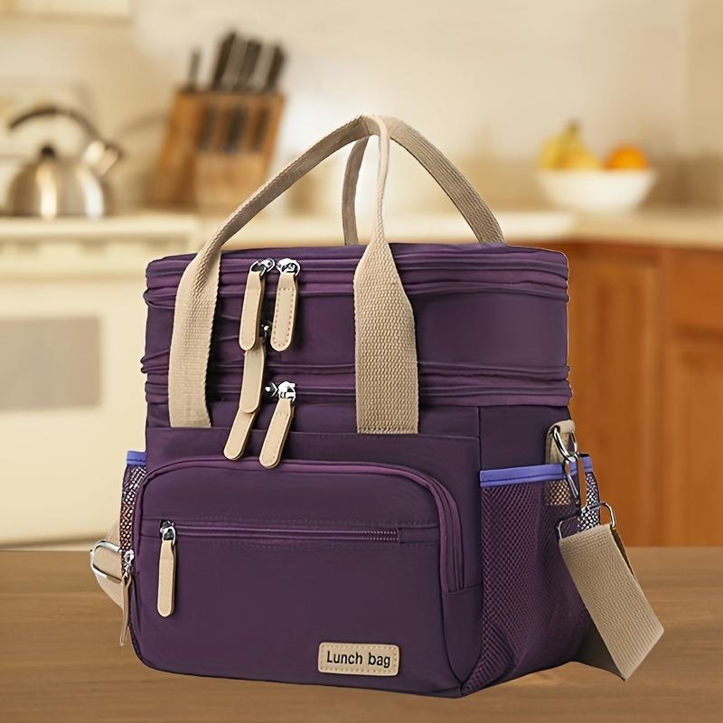 Dubbellagers isolerad lunchväska, stor kapacitet, bärbar, isväska med läckagesäker design, tygkasse av Oxford-tyg för picknick och utomhusbruk