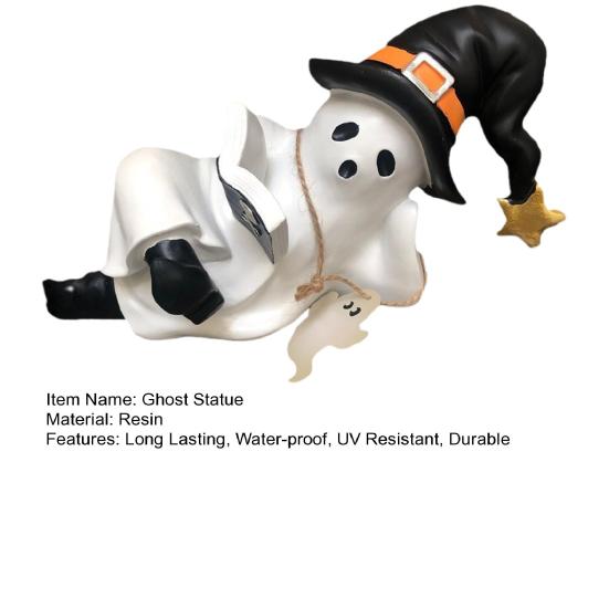 Halloween Ghost Statue Resin Sculpture Waterproof UV Resistant Holding Book Tabletop Decoration Party Ornament