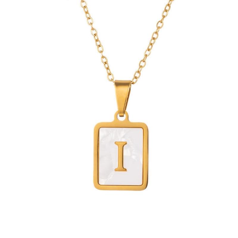 Stainless Steel Pendant Necklace Men Fashion Letter Square Card Necklace Adjustable Chain Necklace Present for Man Woman
