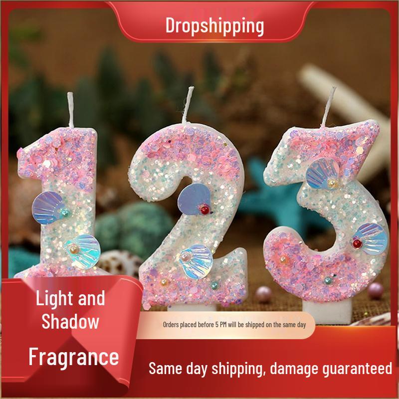 Retro Pink Cartoon Number Candles for Birthday Cakes (0-9) with Chocolate Drip Design