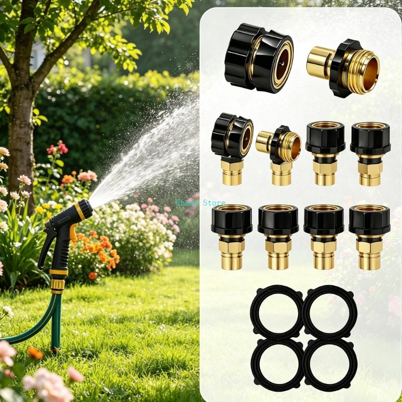 Heavy Duty Garden Hose Fitting 4 Pieces Set Fast Connection No Tool Need M68E