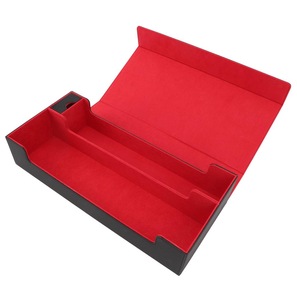 Card Storage Box PU Leather Magnetic Closure Card Deck Case with Drawer for Over 550 Game Cards Black Red