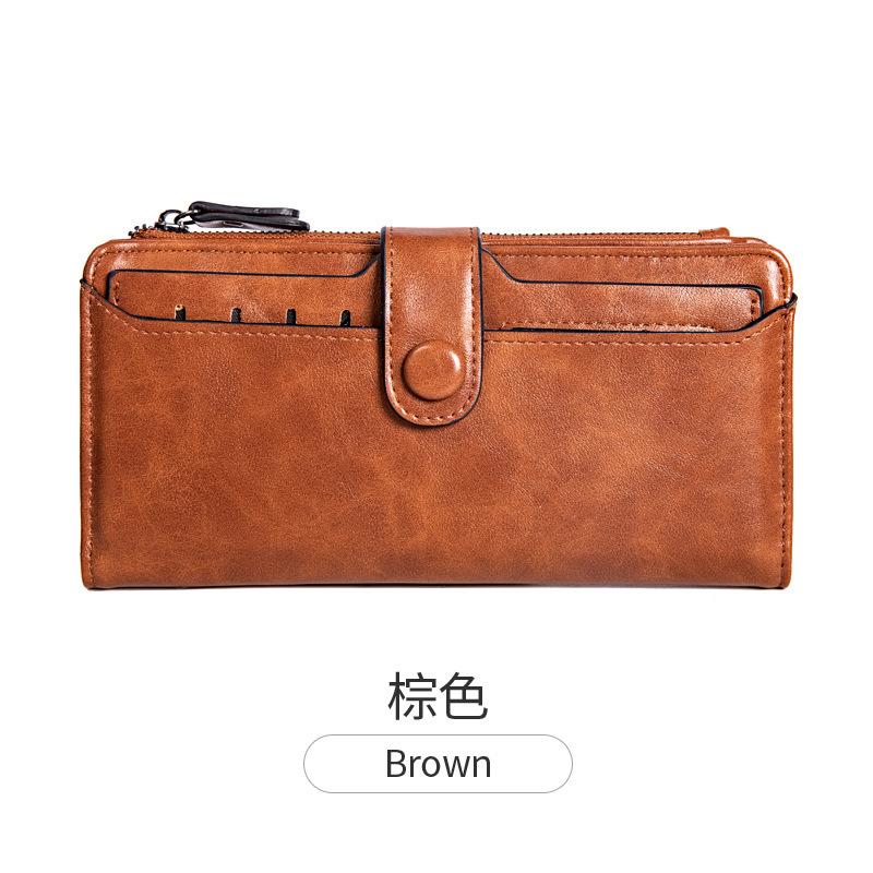 

Женский длинный кошелек, новая модель, ретро простой складной картхолдер, многофункциональный женский клатч