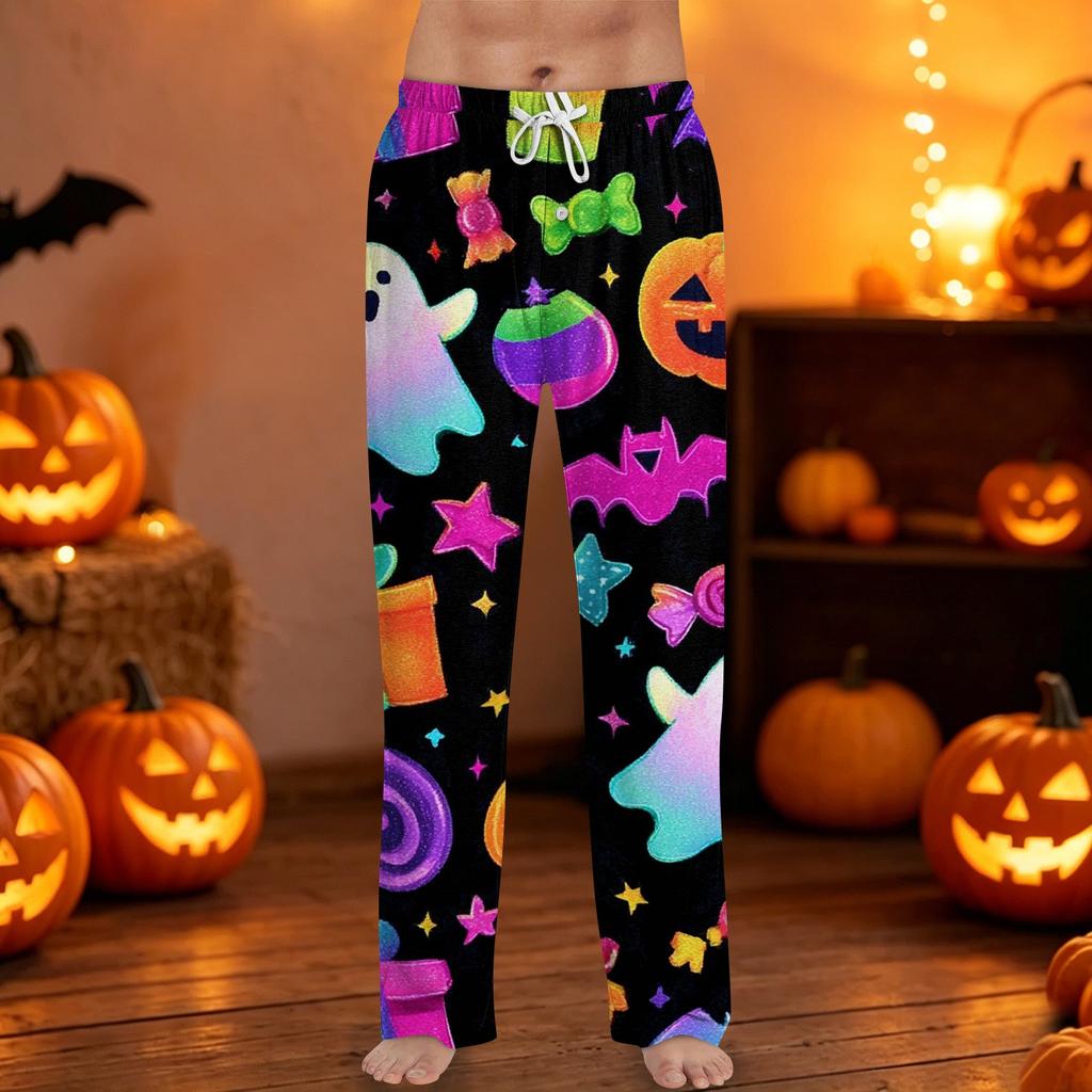 Men's Halloween Print Drawstring Pants Casual Lounge Sleepwear Soft Comfortable Fit Lightweight Fabric
