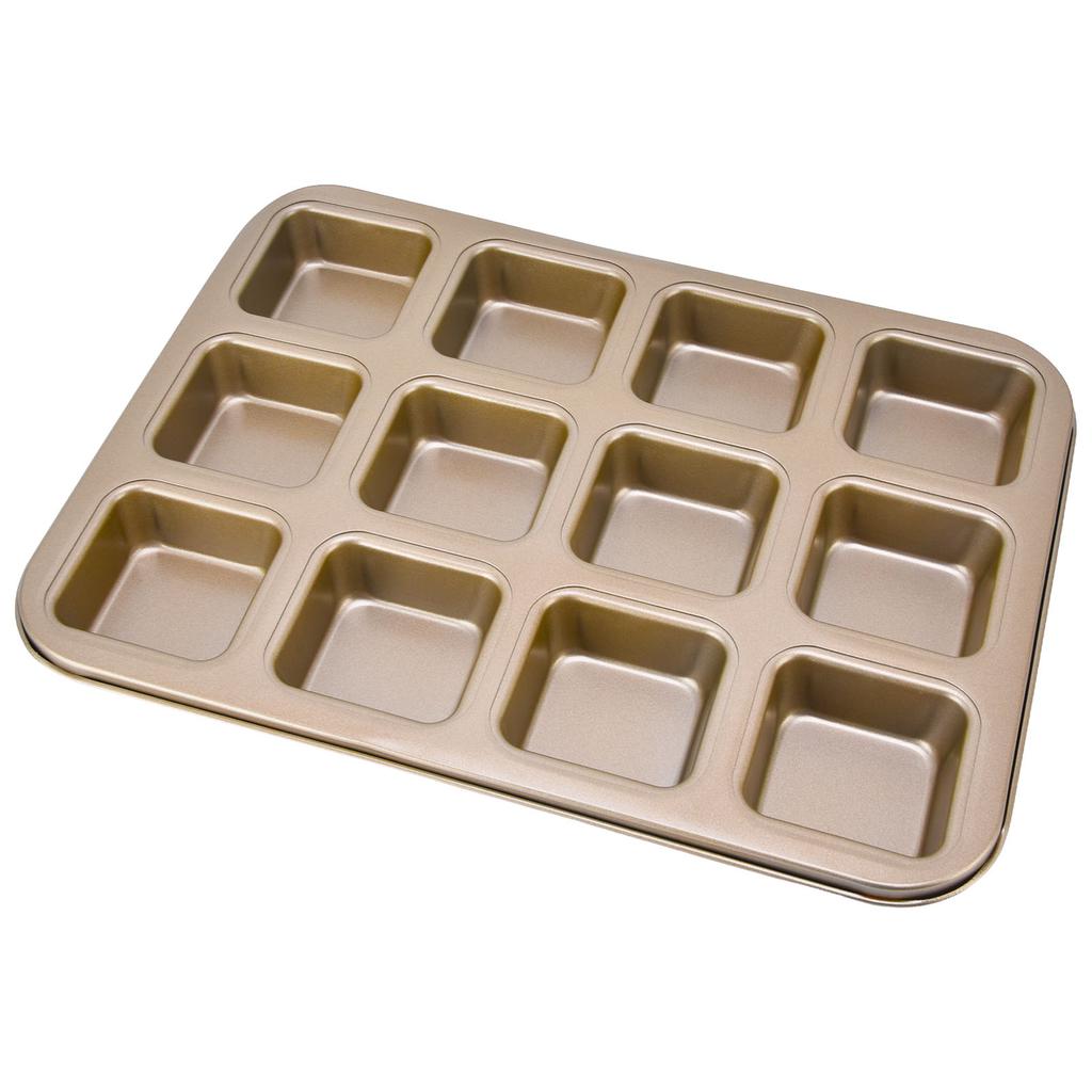 Mini Loaf Baking Pans 12 Cavity Brownie Baking Pan Carbon Steel Muffin Bakeware Cupcake Bread Divider Mold