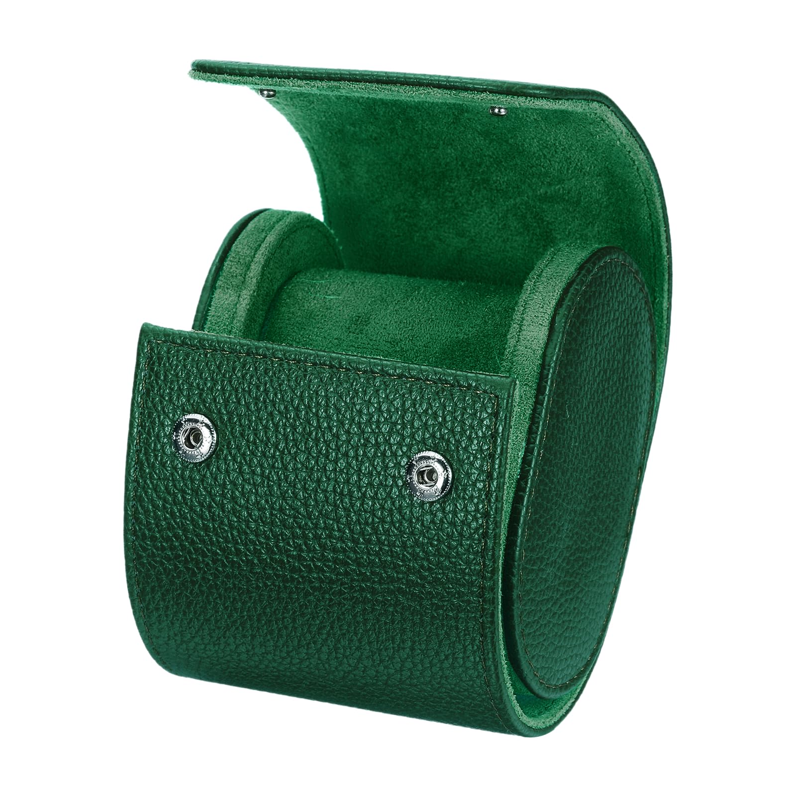 

uxcell Travel Case for Watches, Single Slot Portable Leather Watch Case, Unisex, with Removable Cushion, for Travel & Display, Textured Dark Green