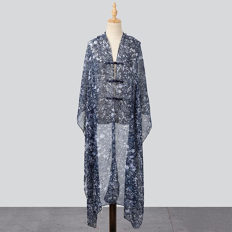 Elegant Women Thin Silk Scarf Wrap Shawl Print Ladies Sunscreen Bandanas Hijab Mujer Boho Scarve Pareo Casual Chinese Style New