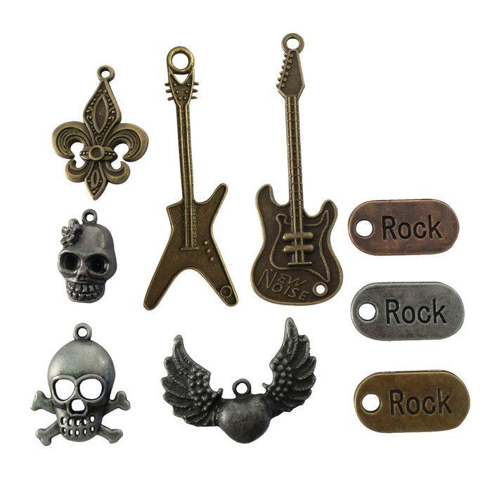 SACHET DE 9 BRELOQUES ROCK METAL