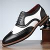 Nuove Scarpe Brogue da Uomo alla Moda con Lacci in Pelle Mista Bianca e Nera per Matrimonio, Ballo di Fine Anno, Calzature Formali Hombre